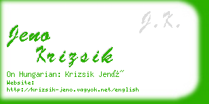 jeno krizsik business card